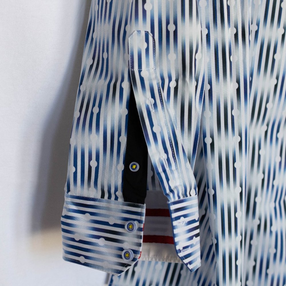 Robert Graham Mens Smart Casual Shirt, White & Blue, Contrast Cuffs, Size 2XL - Picture 8 of 13